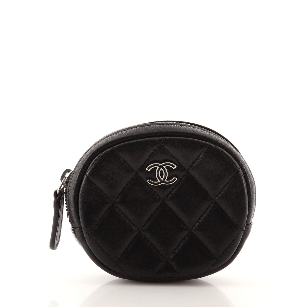 Chanel Classic Round Coin Purse Quilted Lambskin Black 100866191