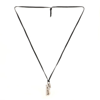 Louis Vuitton V Square Key Plate Necklace Metal and Leather