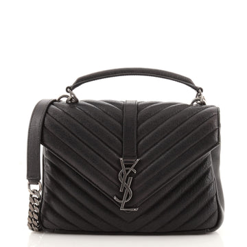 Saint Laurent Classic Monogram College Bag Matelasse Chevron Leather Medium