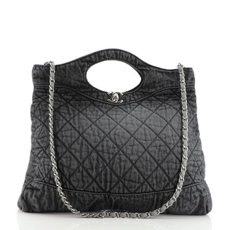 Chanel 31 Shopping Bag Quilted Distressed Denim Large