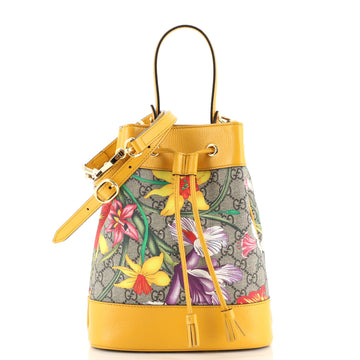 Gucci Ophidia Bucket Bag Flora GG Coated Canvas and Leather  Small