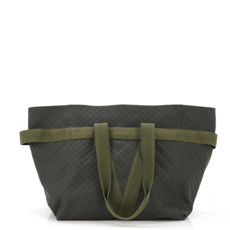 Bottega Veneta Zipped Tote Rubber Intrecciato with Canvas East West