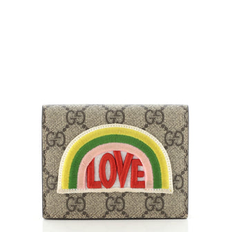 Gucci Flap Card Case GG Coated Canvas with Applique