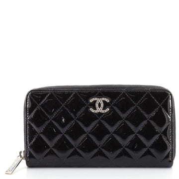 Chanel Brilliant Zip Around Wallet Quilted Patent Long