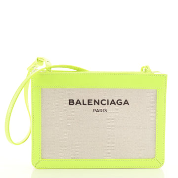 Balenciaga Navy Pochette Canvas and Leather Small