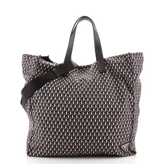 Prada Convertible Tote Printed Tessuto Large