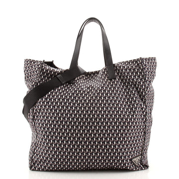 Prada Convertible Tote Printed Tessuto Large