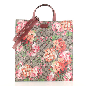 Gucci Convertible Soft Open Tote Blooms Print GG Coated Canvas Tall