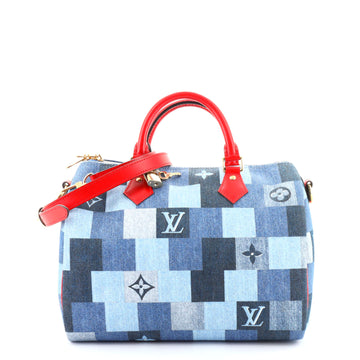 Louis Vuitton Speedy Bandouliere Bag Damier and Monogram Patchwork Denim 30