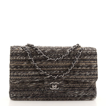Chanel Vintage Classic Double Flap Bag Quilted Tweed Medium