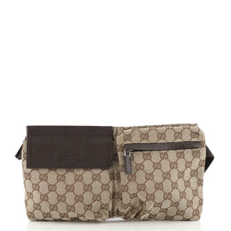 Gucci Vintage Double Belt Bag GG Canvas