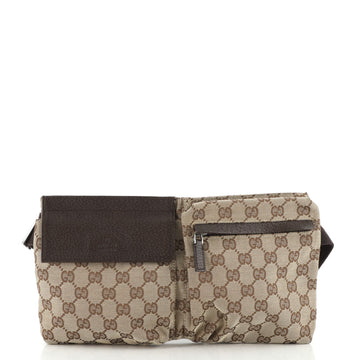 Gucci Vintage Double Belt Bag GG Canvas