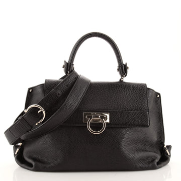 Salvatore Ferragamo Sofia Satchel Pebbled Leather Medium