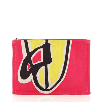 Hermes Flat Yachting Pouch Printed Toile GM