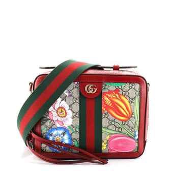 Gucci Ophidia Zip Around Camera Bag Flora GG Coated Canvas Small
