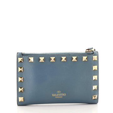 Valentino Rockstud Zip Card Holder Leather