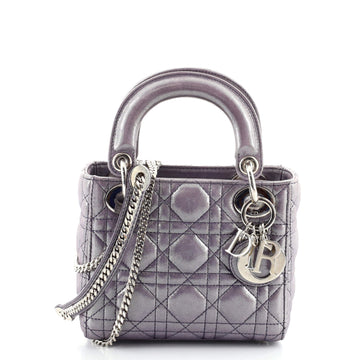 Christian Dior Lady Dior Chain Bag Cannage Quilt Iridescent Leather Mini