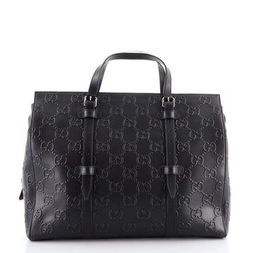 Gucci Tote Bag GG Embossed Perforated Leather