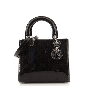 Christian Dior Lady Dior Bag Cannage Quilt Patent Medium