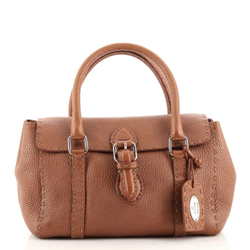 Fendi Selleria Linda Satchel Pebbled Leather Mini