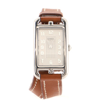 Hermes Nantucket Double Tour Quartz Watch Stainless Steel and Leather 20
