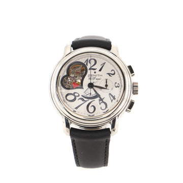 Zenith El Primero Chronomaster Open Heart Automatic Watch Stainless Steel and Leather 37