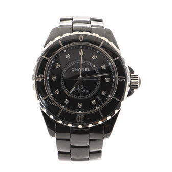 Chanel J12 Automatic Watch Ceramic and Stainless Steel with Diamond Markers 38