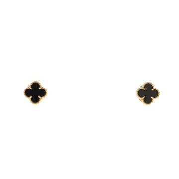 Van Cleef & Arpels Sweet Alhambra Stud Earrings 18K Yellow Gold and Onyx