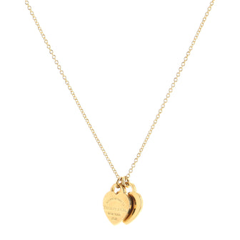 Tiffany & Co. Return to Tiffany Double Heart Tag Pendant Necklace 18K Yellow Gold Mini