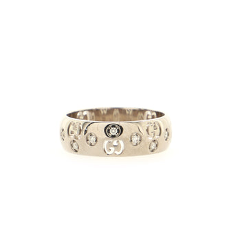 Gucci Icon Ring 18K White Gold with Diamonds 6mm