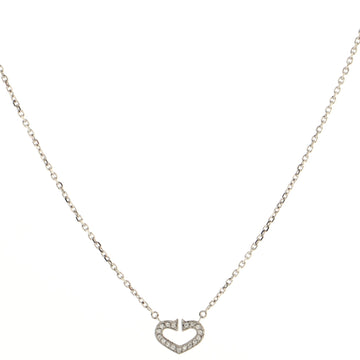 Cartier C Heart de Cartier Pendant Necklace 18K White Gold with Pave Diamonds