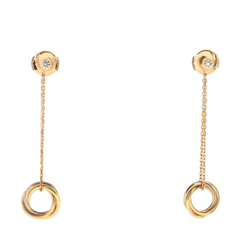 Cartier Trinity Diamond Drop Earrings 18K Tricolor Gold