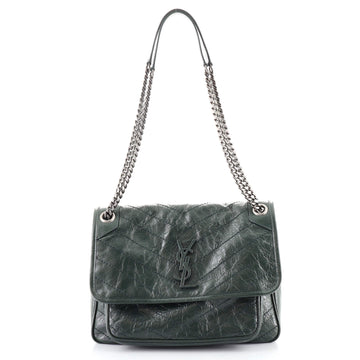 Saint Laurent Niki Chain Flap Bag Matelasse Chevron Leather Medium