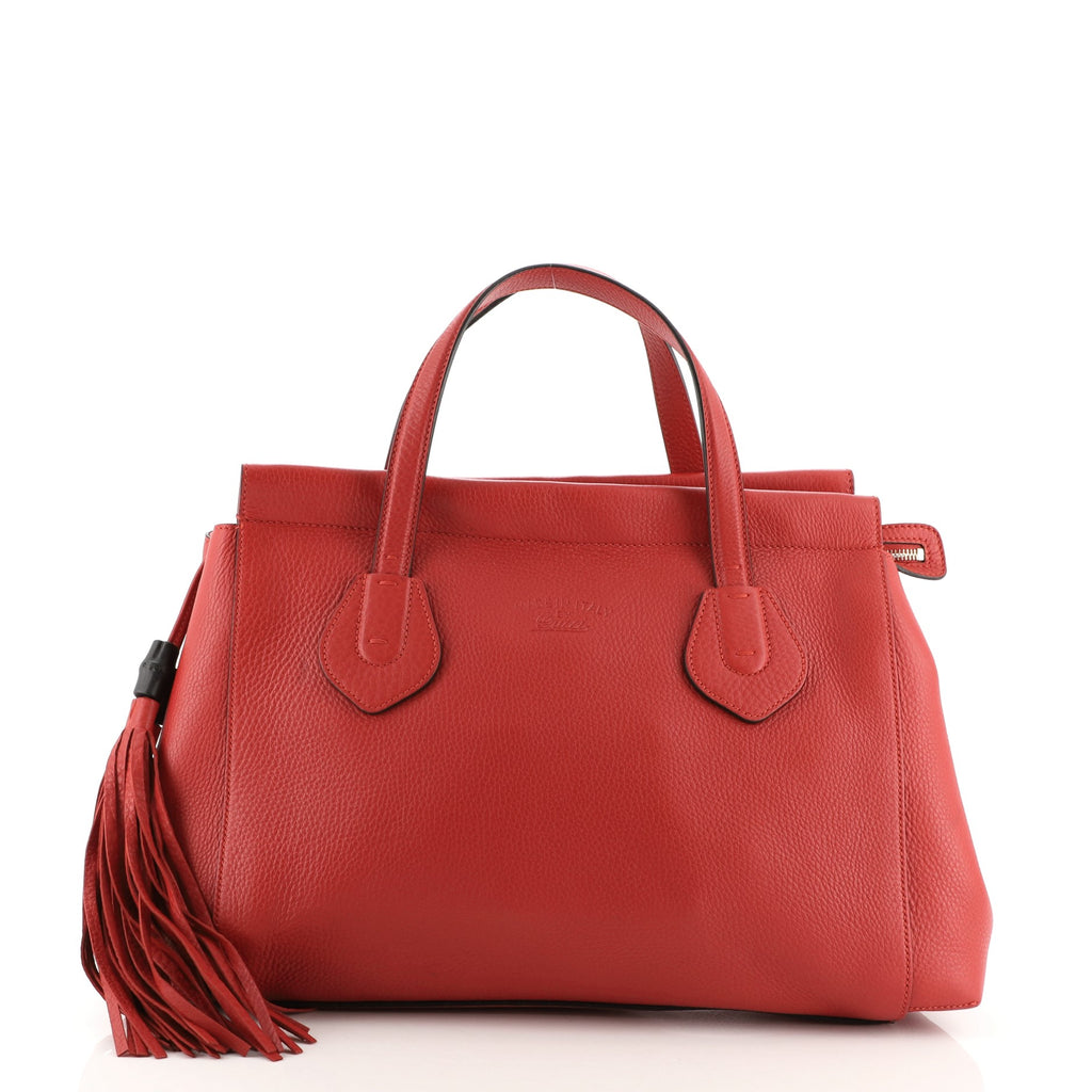 Gucci Lady Tassel Top Handle Bag Leather Medium Red 10086676