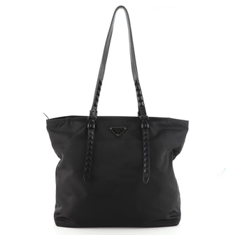 Prada New Vela Convertible Tote Tessuto with Studded Leather Medium