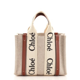Chloe Woody Tote Canvas with Leather Small