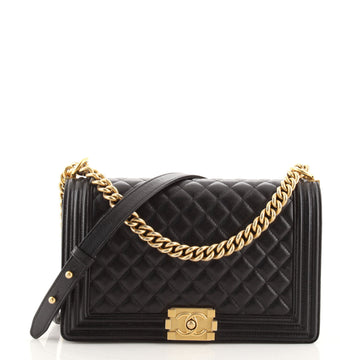 Chanel Boy Flap Bag Quilted Caviar New Medium