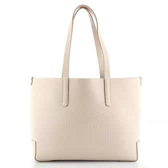 Burberry Motif Tote Embossed Leather Medium