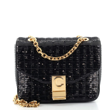 Celine C Bag Quilted Sequins and Calfskin Small