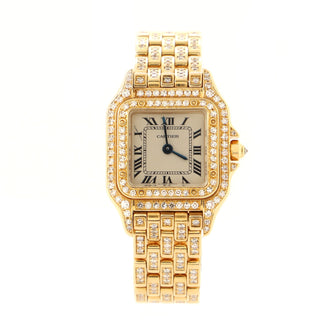 Cartier Vintage Panthere de Cartier Quartz Watch Rose Gold with Diamond Bracelet, Bezel and Lugs 22