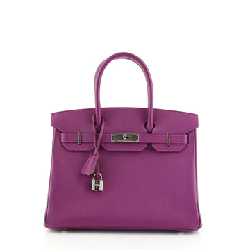 Hermes Birkin Handbag Purple Epsom with Palladium Hardware 30
