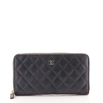 Chanel Zip Around Organizer Wallet Quilted Iridescent Caviar Medium