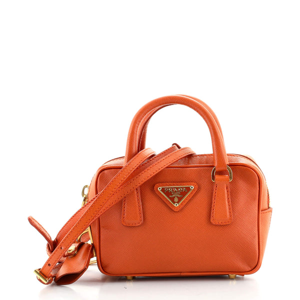Prada Bauletto Bag Saffiano Leather Mini Orange 1010021