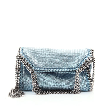 Stella McCartney Falabella Fold Over Bag Metallic Woven Raffia Mini