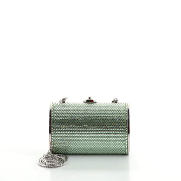 Judith Leiber Chain Minaudiere Box Clutch Crystal Small