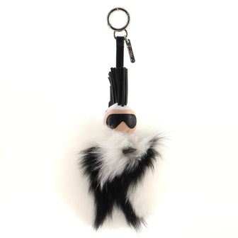 Fendi Super Karlito Pom Pom Bag Charm Fur with Leather