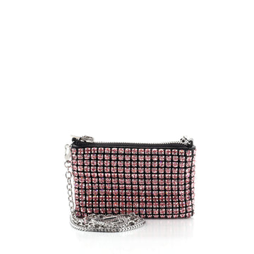 Alexander Wang Heiress Chain Pouch Rhinestone Embellished Mesh Nano