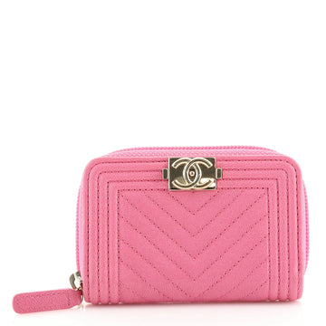 Chanel Boy Zip Coin Purse Chevron Caviar Small