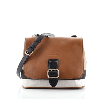 Burberry Shellwood Crossbody Bag House Check Canvas with Leather Small