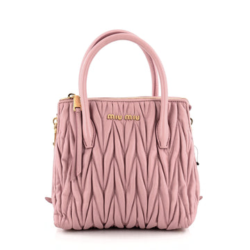 Miu Miu Side Zip Convertible Tote Matelasse Leather Small